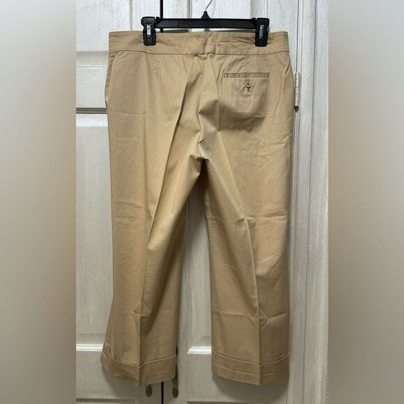 Simax Women 10 Stretch Beige Stripe Wide Leg Pedal Push Pants - Picture 2 of 10